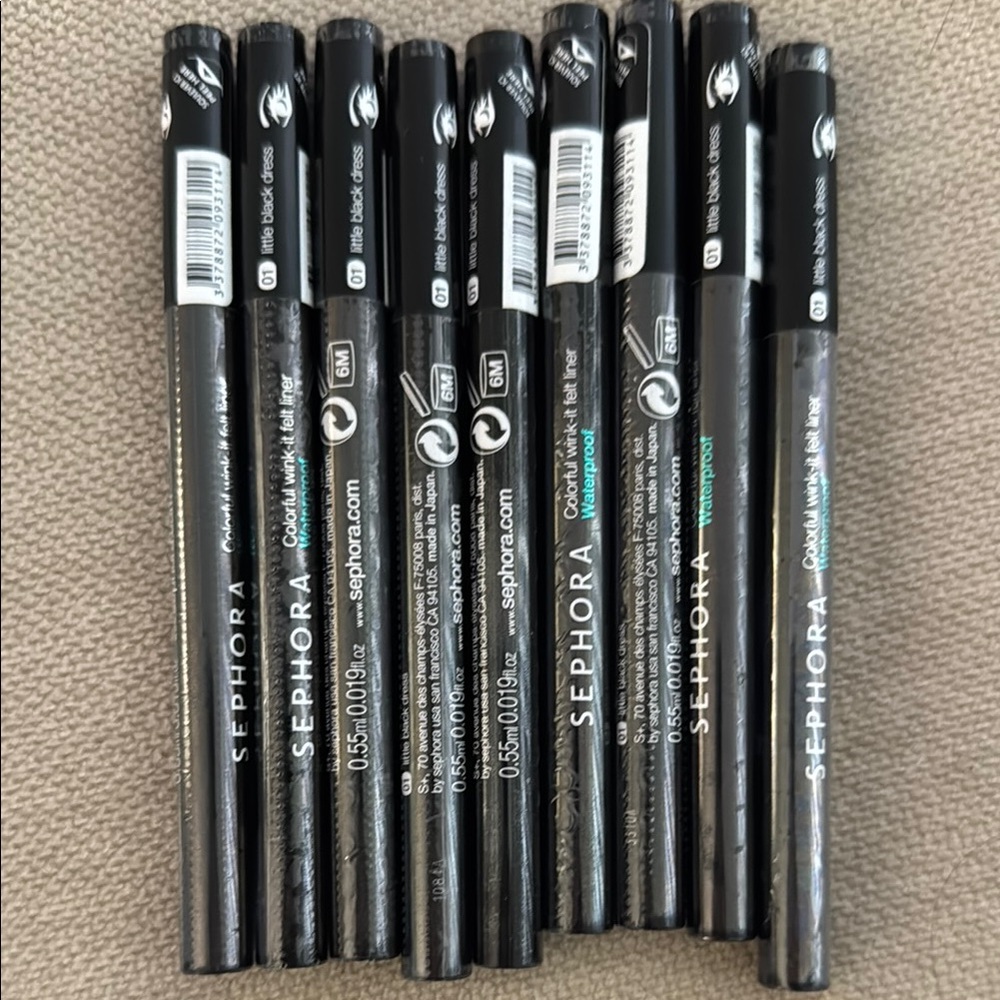 NEW & SEALED 9 Sephora Hot Line Brush tip waterproof Black liquid Eyeliners